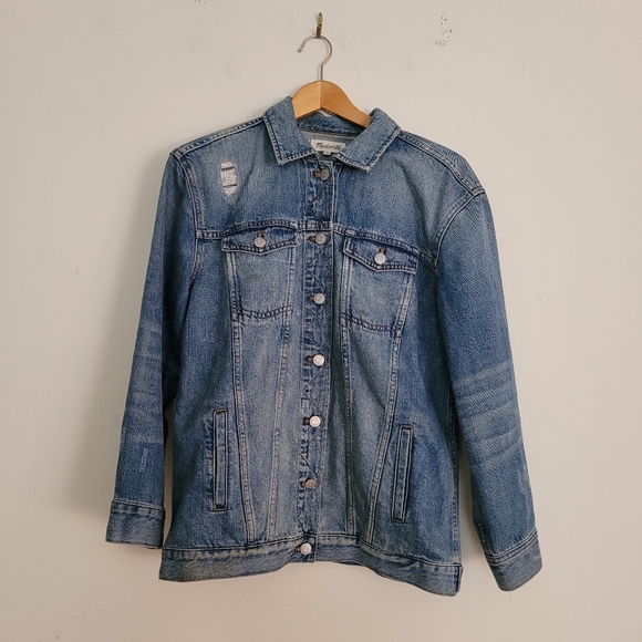 Madewell Jackets & Blazers - Madewell oversized blue jean jacket distressed womens